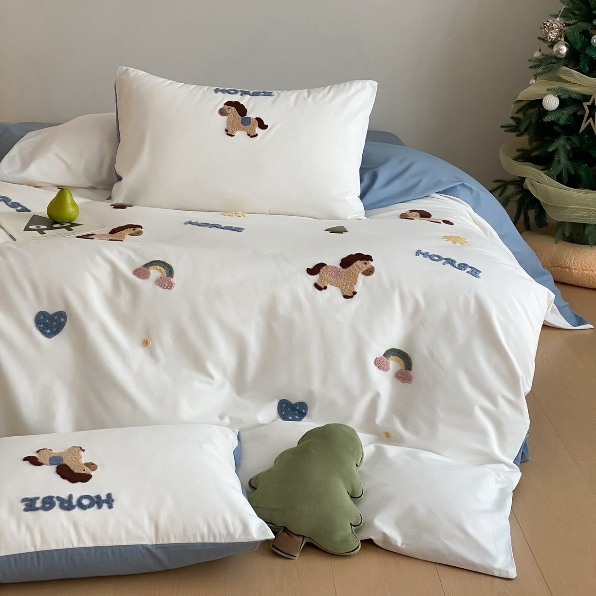 91家纺网 家纺一手货源 找家纺 星野 2025新款全棉纯棉陶瓷磨毛毛巾绣四件套 可可马