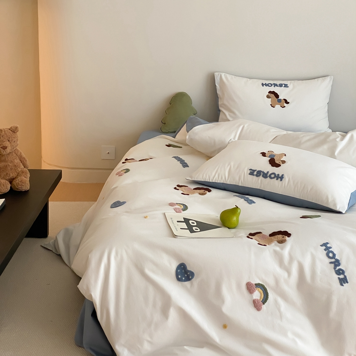 91家纺网 家纺一手货源 找家纺 星野 2025新款全棉纯棉陶瓷磨毛毛巾绣四件套 可可马