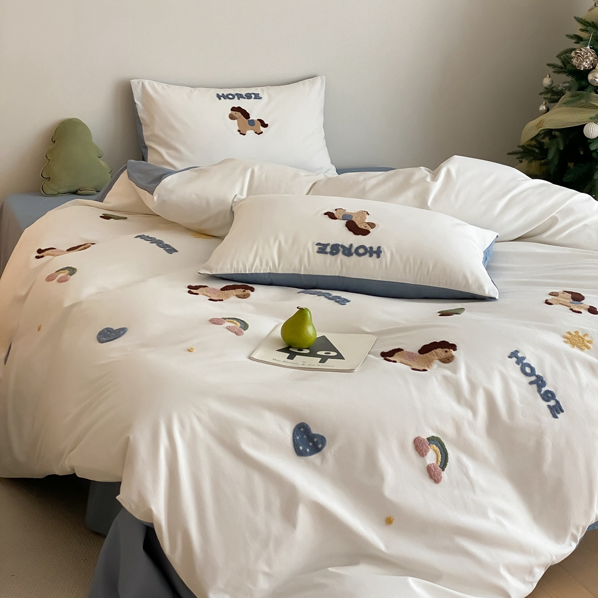 91家纺网 家纺一手货源 找家纺 星野 2025新款全棉纯棉陶瓷磨毛毛巾绣四件套 可可马