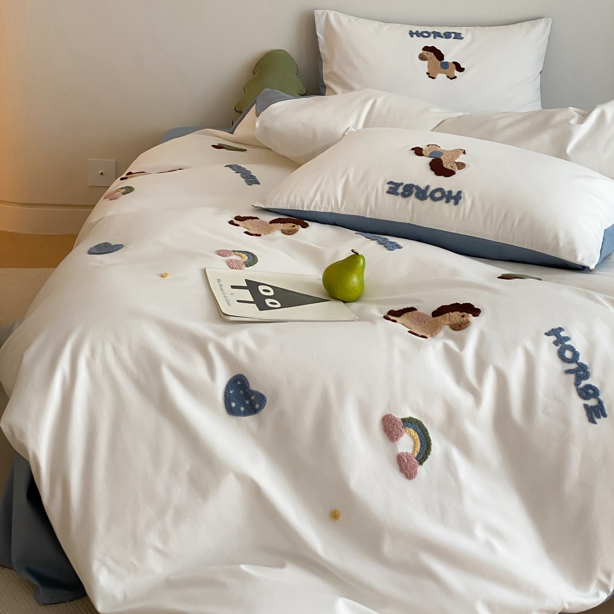 91家纺网 家纺一手货源 找家纺 星野 2025新款全棉纯棉陶瓷磨毛毛巾绣四件套 可可马