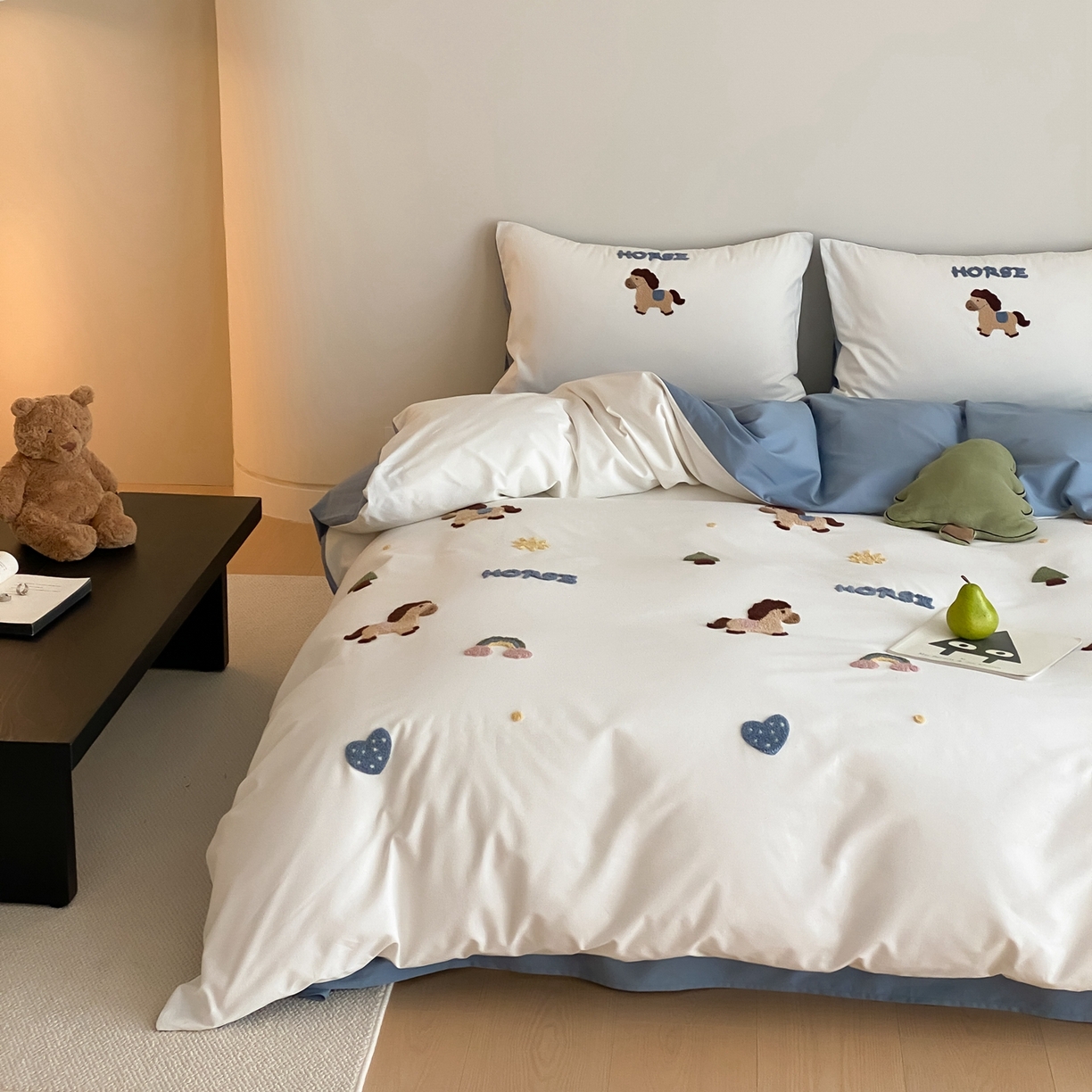 91家纺网 家纺一手货源 找家纺 星野 2025新款全棉纯棉陶瓷磨毛毛巾绣四件套 可可马