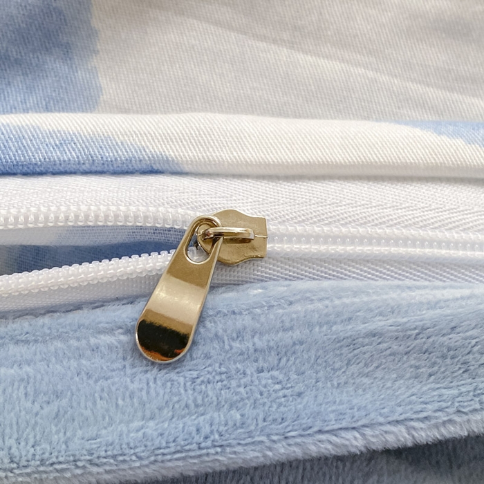 91家纺网 家纺一手货源 找家纺 晨希家居 2025A面40支全棉印花B版高克重牛奶绒棉加绒多规格套件棉加绒  蓝心小熊