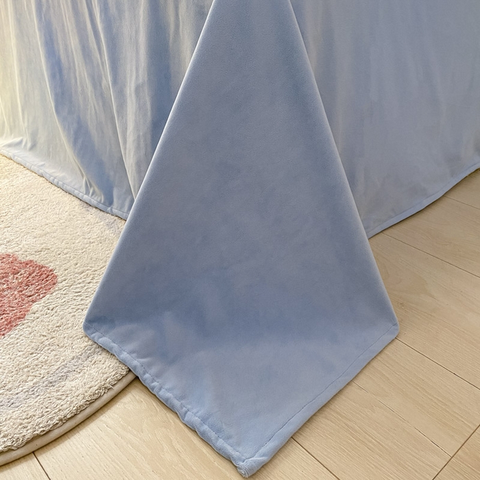 91家纺网 家纺一手货源 找家纺 晨希家居 2025A面40支全棉印花B版高克重牛奶绒棉加绒多规格套件棉加绒  蓝心小熊