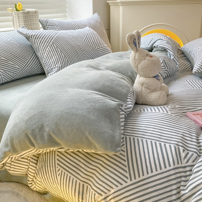 91家纺网 家纺一手货源 找家纺 晨希家居 2025A面40支全棉印花B版高克重牛奶绒棉加绒多规格套件棉加绒  侓动-灰