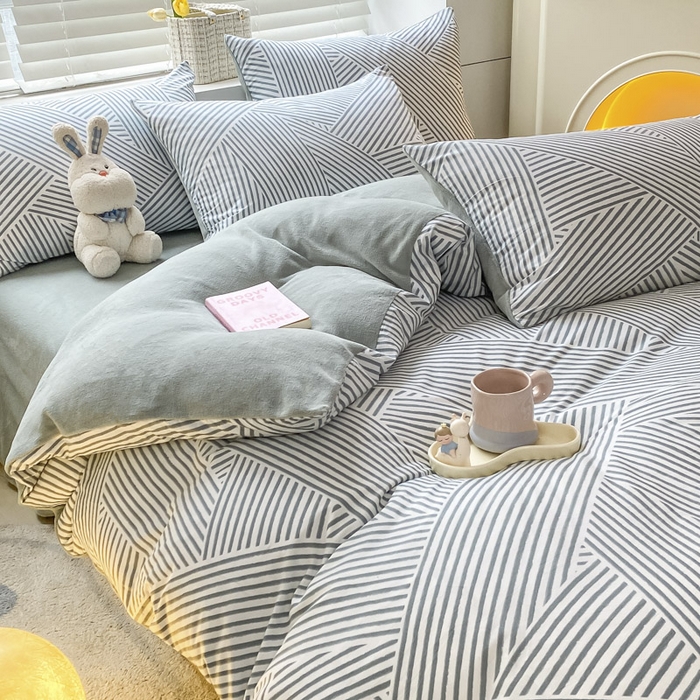 91家纺网 家纺一手货源 找家纺 晨希家居 2025A面40支全棉印花B版高克重牛奶绒棉加绒多规格套件棉加绒  侓动-灰