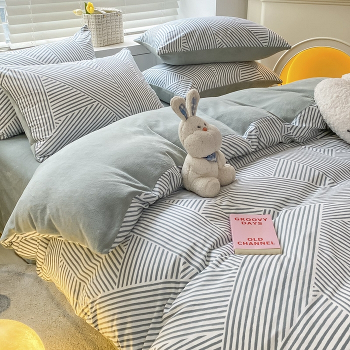 91家纺网 家纺一手货源 找家纺 晨希家居 2025A面40支全棉印花B版高克重牛奶绒棉加绒多规格套件棉加绒  侓动-灰