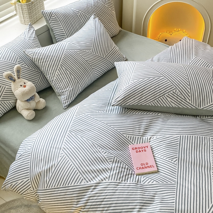 91家纺网 家纺一手货源 找家纺 晨希家居 2025A面40支全棉印花B版高克重牛奶绒棉加绒多规格套件棉加绒  侓动-灰