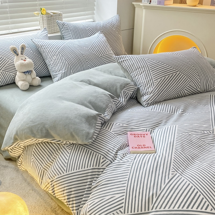 91家纺网 家纺一手货源 找家纺 晨希家居 2025A面40支全棉印花B版高克重牛奶绒棉加绒多规格套件棉加绒  侓动-灰