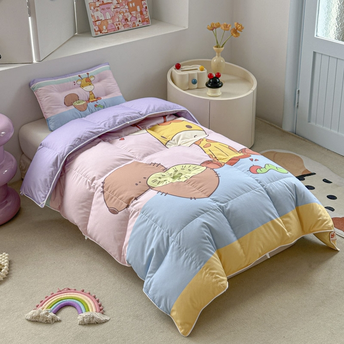 91家纺网 家纺一手货源 找家纺 暖羽屋羽绒馆 2025新款羽绒丝被芯春秋羽毛被儿童羽绒被子白鹅绒被芯婴幼儿园1.5米1.2米冬被 水果鹿鹿