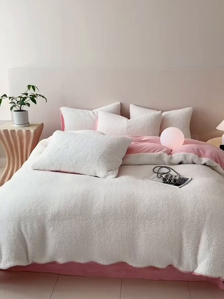 91家纺网 家纺一手货源 找家纺 （总）眠博士 2025新款A类泰迪绒牛奶绒纯色四件套