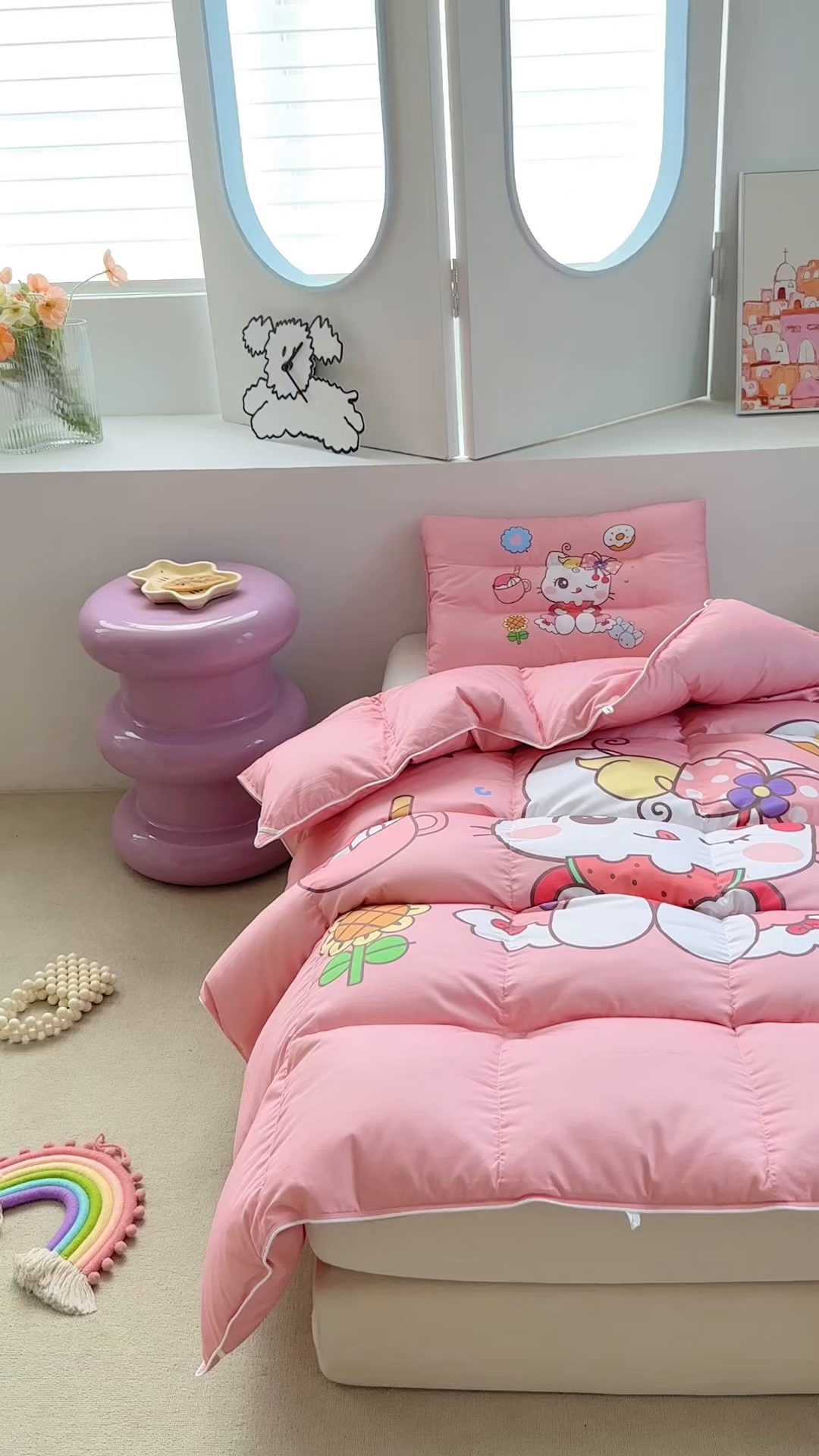 91家纺网 家纺一手货源 找家纺 暖羽屋羽绒馆 2025新款羽绒丝被芯春秋羽毛被儿童羽绒被子白鹅绒被芯婴幼儿园1.5米1.2米冬被 美食猫咪