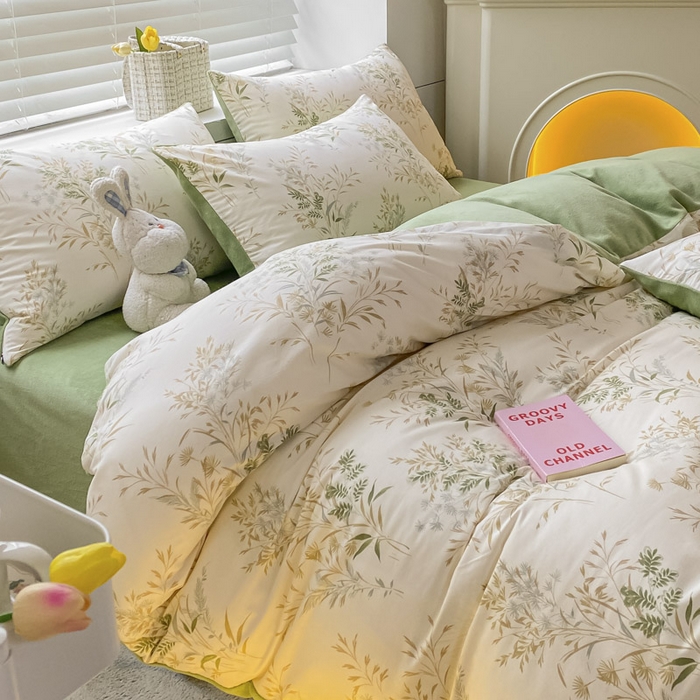 91家纺网 家纺一手货源 找家纺 晨希家居 2025A面40支全棉印花B版高克重牛奶绒棉加绒多规格套件棉加绒  仙草