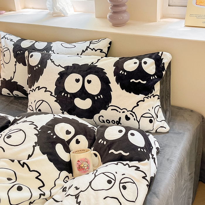 91家纺网 家纺一手货源 找家纺 雅居纺家纺 2025新款高克重牛奶绒印花四件套 小煤球