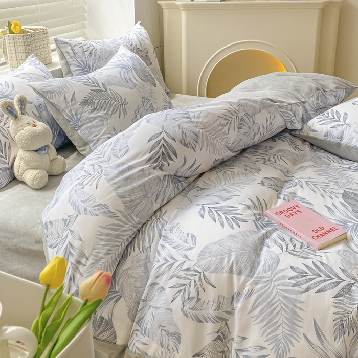 91家纺网 家纺一手货源 找家纺 晨希家居 2025A面40支全棉印花B版高克重牛奶绒棉加绒多规格套件棉加绒  羽毛-灰