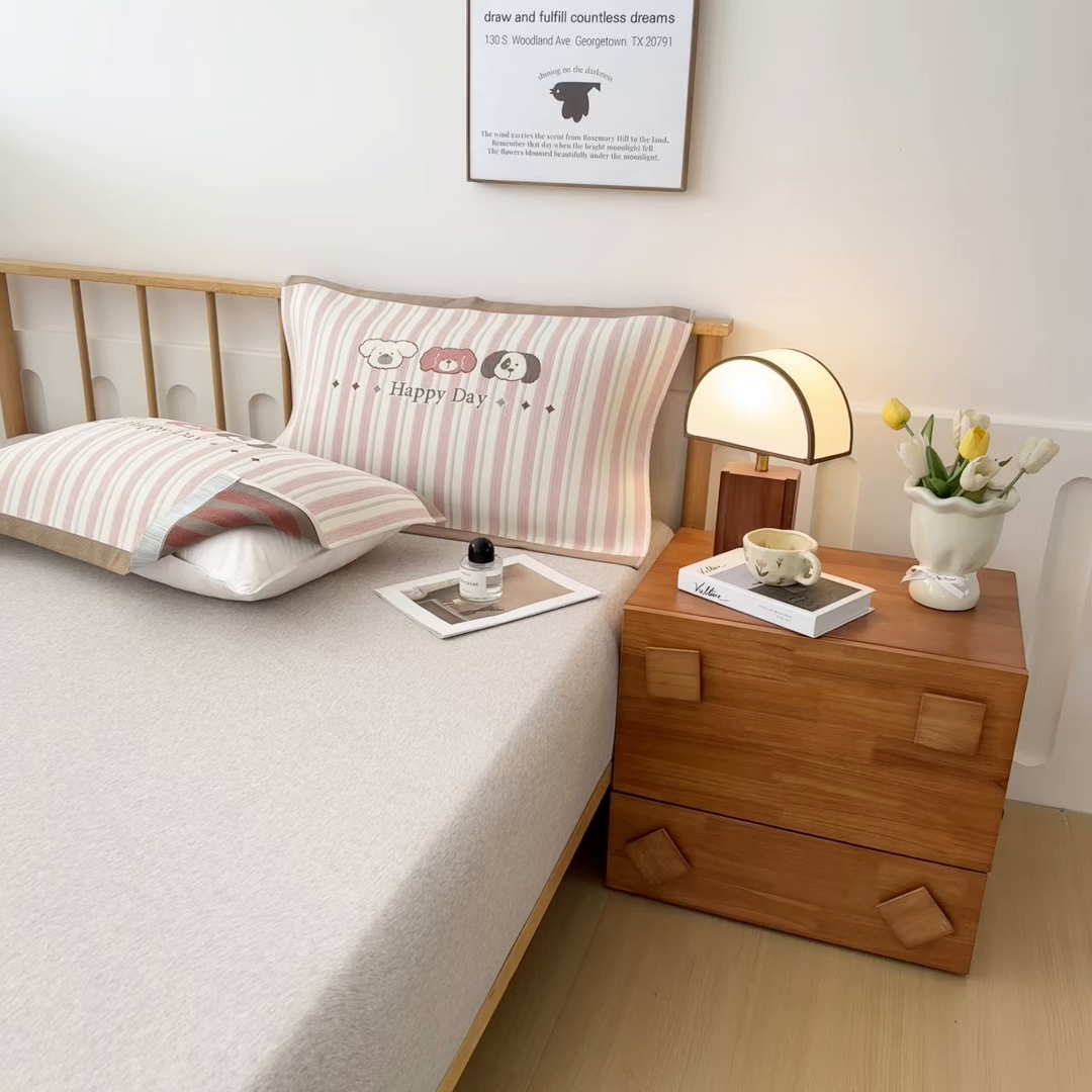 91家纺网 家纺一手货源 找家纺 棠薇家纺 2025新款精梳棉六层纱单枕巾 枕巾单件 快乐园咖边