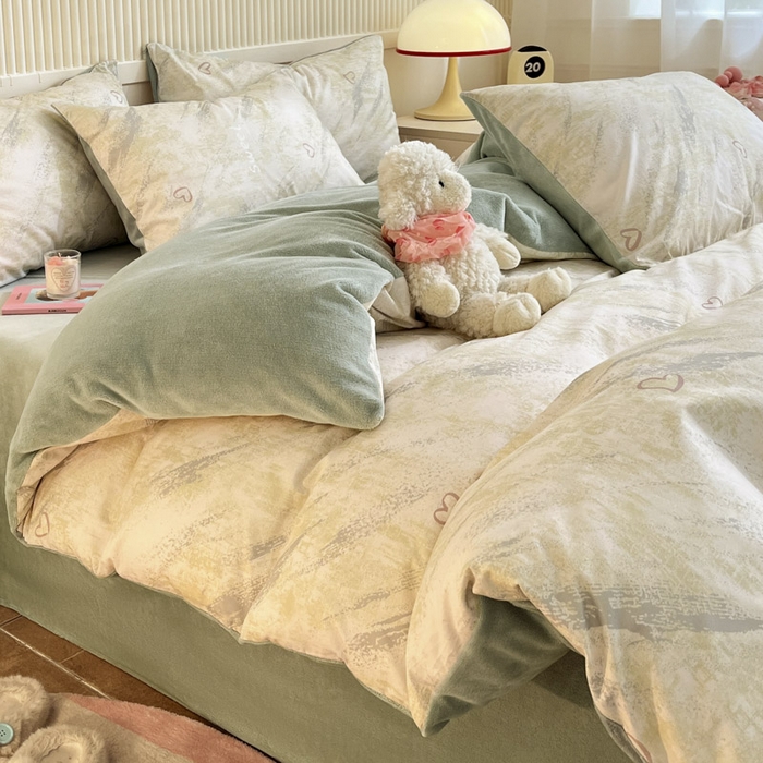 91家纺网 家纺一手货源 找家纺 晨希家居 2025A面40支全棉印花B版高克重牛奶绒棉加绒多规格套件棉加绒  雨浔