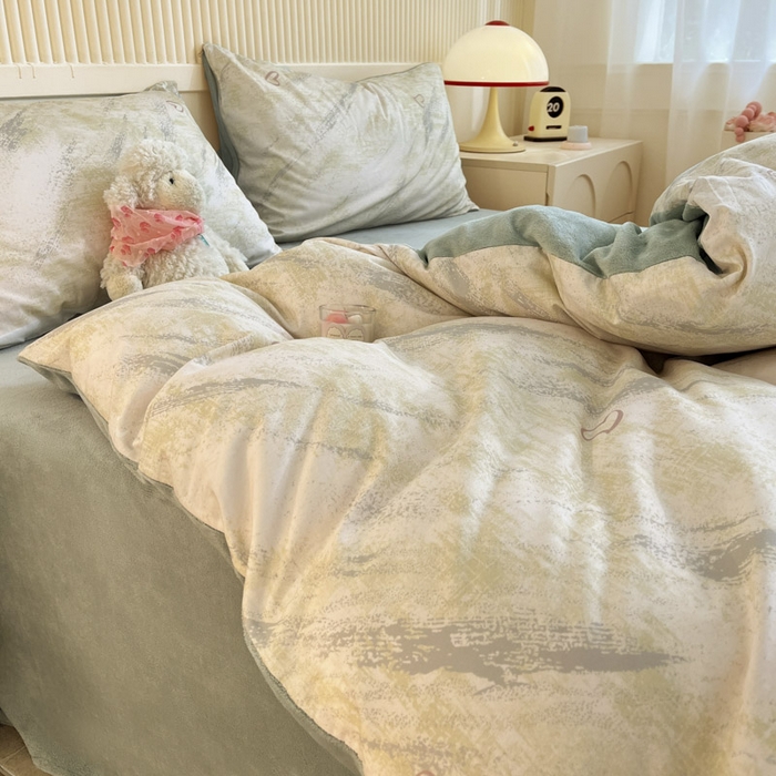 91家纺网 家纺一手货源 找家纺 晨希家居 2025A面40支全棉印花B版高克重牛奶绒棉加绒多规格套件棉加绒  雨浔