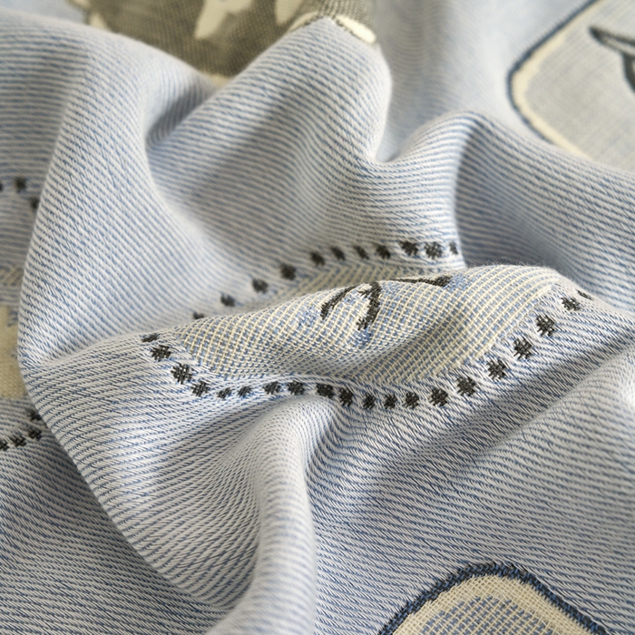 91家纺网 家纺一手货源 找家纺 棠薇家纺 2025新款精梳棉六层纱单枕巾 枕巾单件 诗意蓝