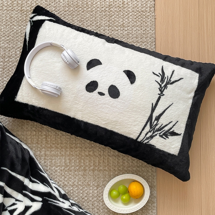 91家纺网 家纺一手货源 找家纺 安哆啦家纺 2025新款兔毛绒大版卡通牛奶绒兔兔绒印花四件套 国风熊猫