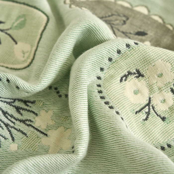 91家纺网 家纺一手货源 找家纺 棠薇家纺 2025新款精梳棉六层纱单枕巾 枕巾单件 诗意绿