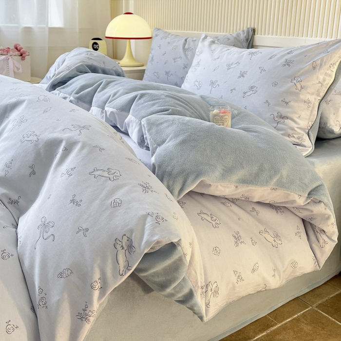 91家纺网 家纺一手货源 找家纺 晨希家居 2025A面40支全棉印花B版高克重牛奶绒棉加绒多规格套件棉加绒 晚风逐梦