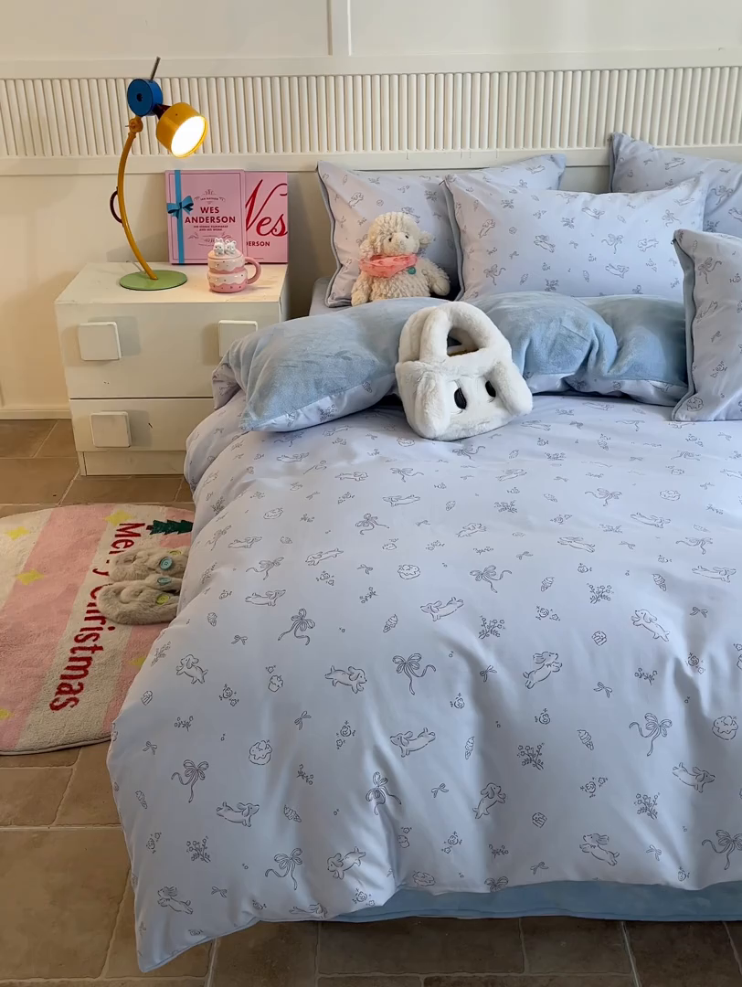 91家纺网 家纺一手货源 找家纺 晨希家居 2025A面40支全棉印花B版高克重牛奶绒棉加绒多规格套件棉加绒 晚风逐梦