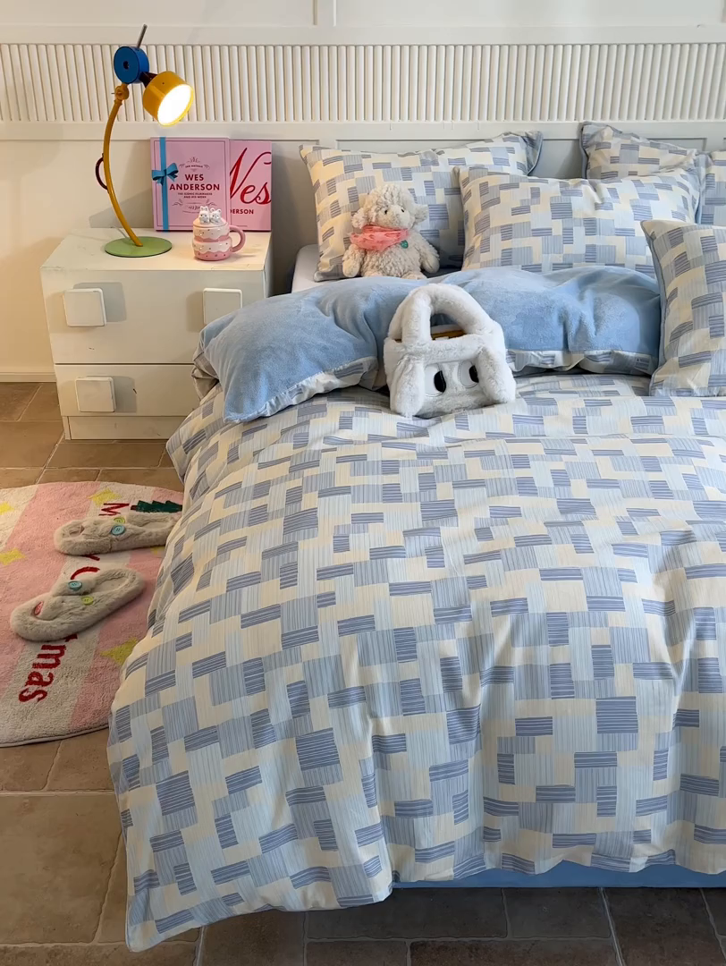 91家纺网 家纺一手货源 找家纺 晨希家居 2025A面40支全棉印花B版高克重牛奶绒棉加绒多规格套件棉加绒 子影