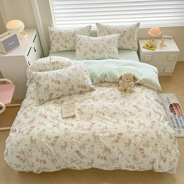 晨希家居 2025A面40支全棉印花B版高克重牛奶绒棉加绒多规格套件棉加绒-灵鹿