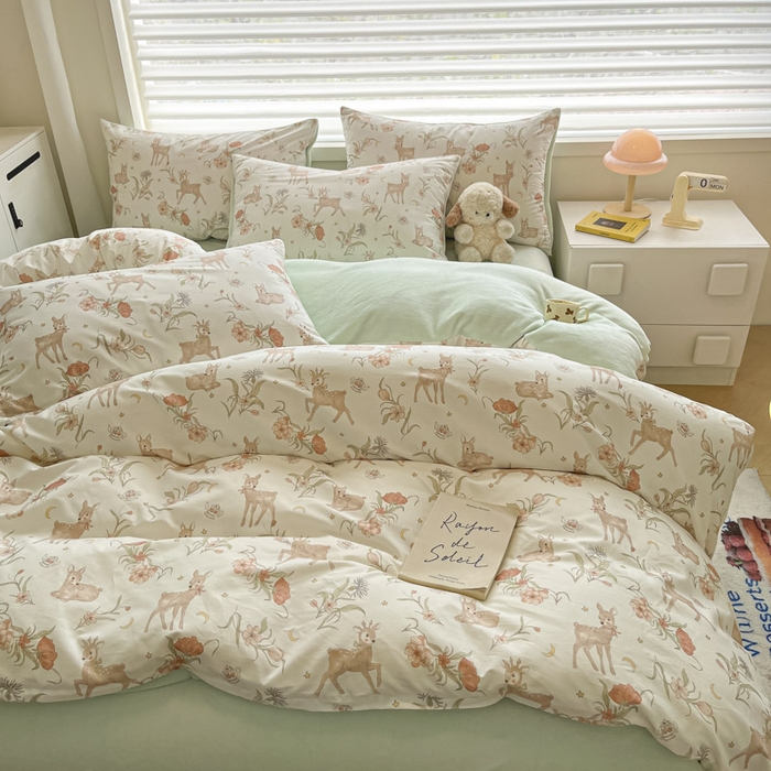 91家纺网 家纺一手货源 找家纺 晨希家居 2025A面40支全棉印花B版高克重牛奶绒棉加绒多规格套件棉加绒-灵鹿