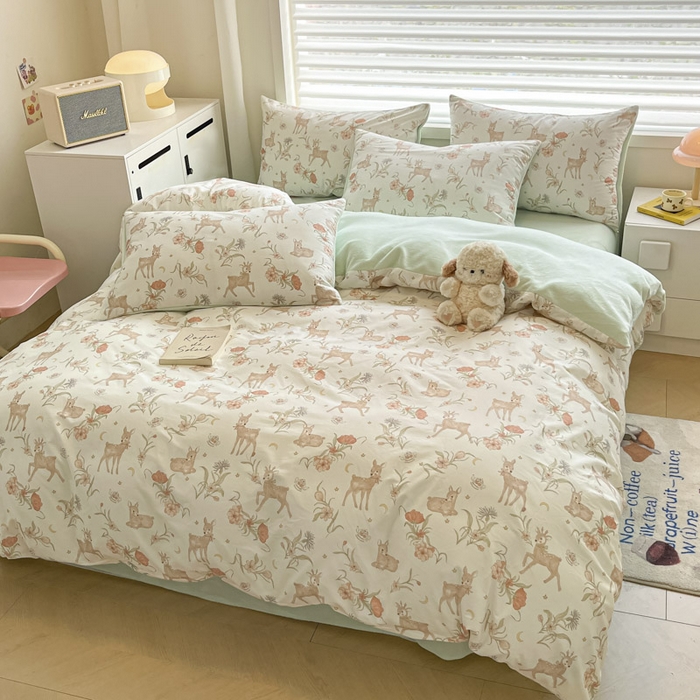 91家纺网 家纺一手货源 找家纺 晨希家居 2025A面40支全棉印花B版高克重牛奶绒棉加绒多规格套件棉加绒-灵鹿