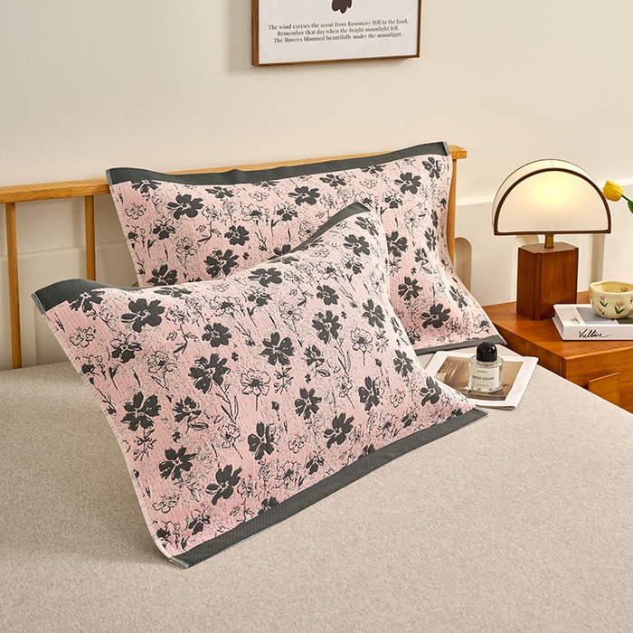 91家纺网 家纺一手货源 找家纺 棠薇家纺 2025新款精梳棉六层纱单枕巾 枕巾单件 夕颜粉