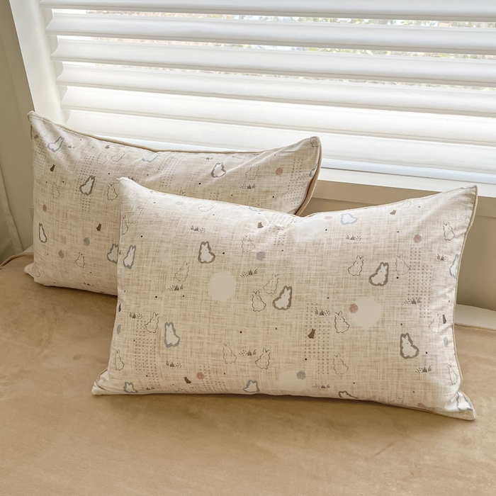 91家纺网 家纺一手货源 找家纺 晨希家居 2025A面40支全棉印花B版高克重牛奶绒棉加绒多规格套件棉加绒-棉野云兔