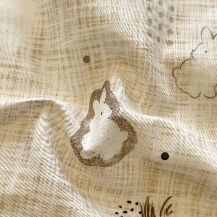 91家纺网 家纺一手货源 找家纺 晨希家居 2025A面40支全棉印花B版高克重牛奶绒棉加绒多规格套件棉加绒-棉野云兔