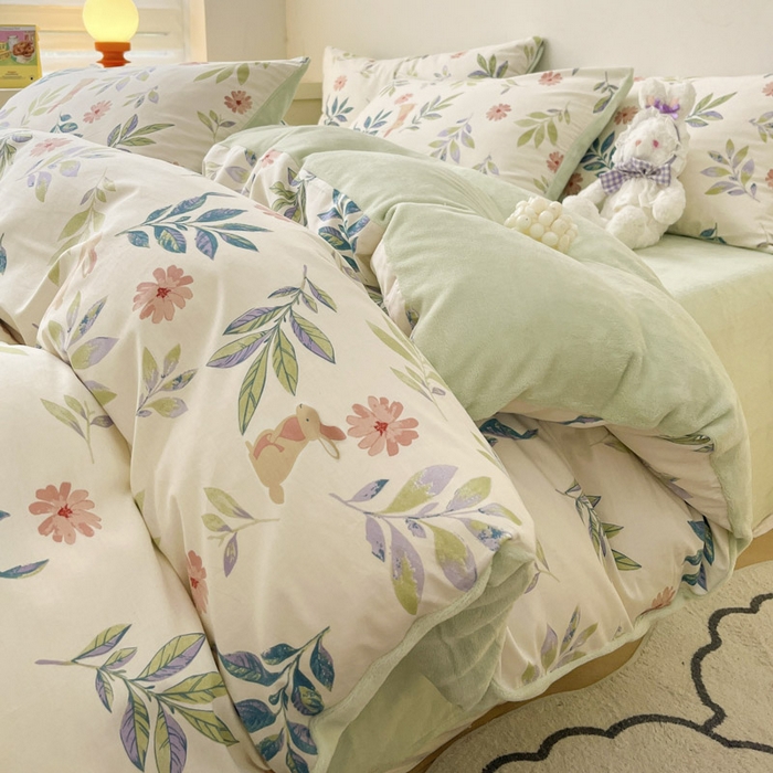 91家纺网 家纺一手货源 找家纺 晨希家居 2025A面40支全棉印花B版高克重牛奶绒棉加绒多规格套件棉加绒-摩伊