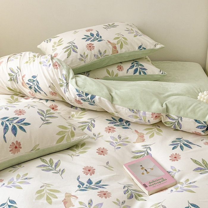 91家纺网 家纺一手货源 找家纺 晨希家居 2025A面40支全棉印花B版高克重牛奶绒棉加绒多规格套件棉加绒-摩伊