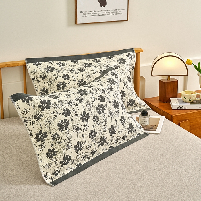 91家纺网 家纺一手货源 找家纺 棠薇家纺 2025新款精梳棉六层纱单枕巾 枕巾单件 夕颜灰