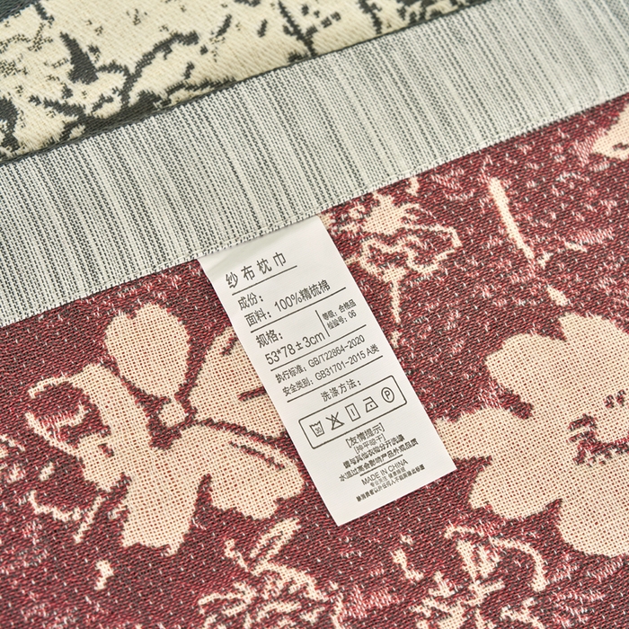 91家纺网 家纺一手货源 找家纺 棠薇家纺 2025新款精梳棉六层纱单枕巾 枕巾单件 夕颜灰