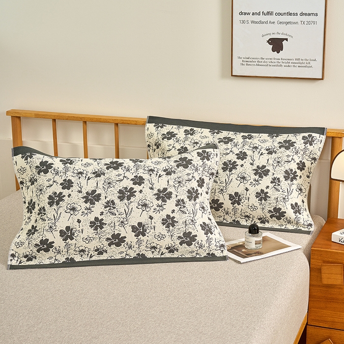 91家纺网 家纺一手货源 找家纺 棠薇家纺 2025新款精梳棉六层纱单枕巾 枕巾单件 夕颜灰