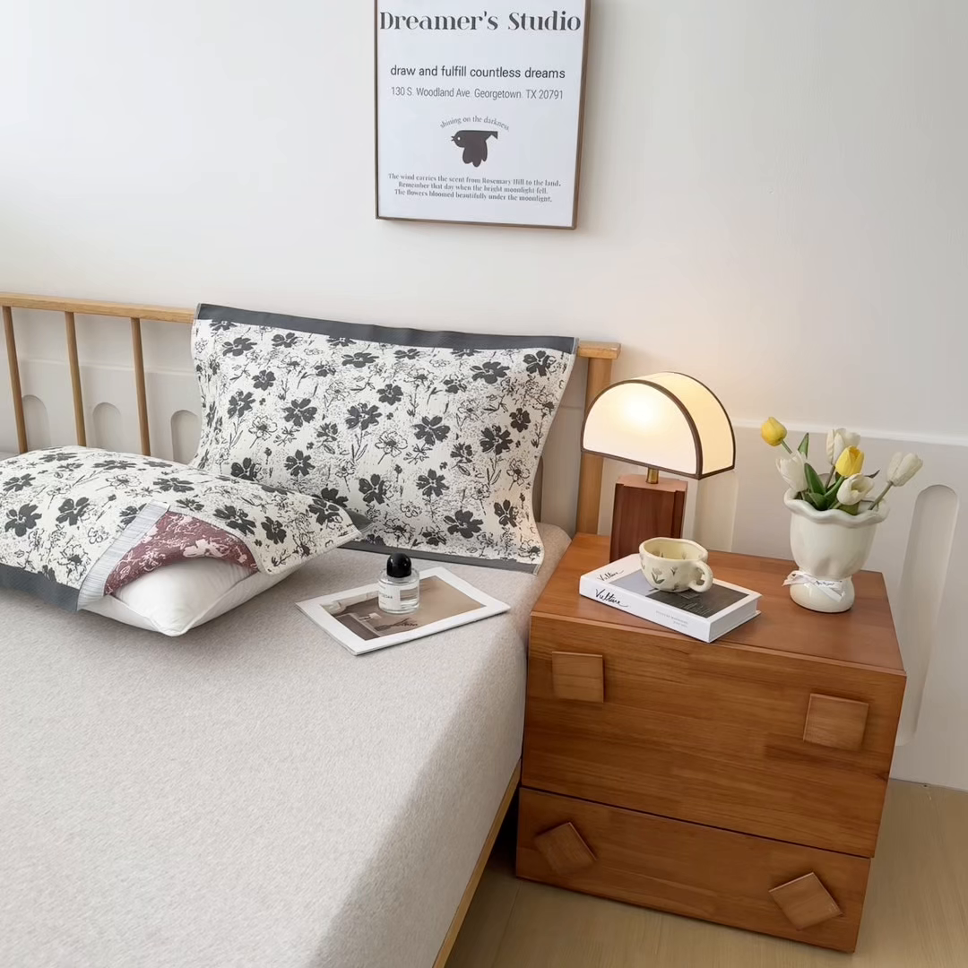 91家纺网 家纺一手货源 找家纺 棠薇家纺 2025新款精梳棉六层纱单枕巾 枕巾单件 夕颜灰