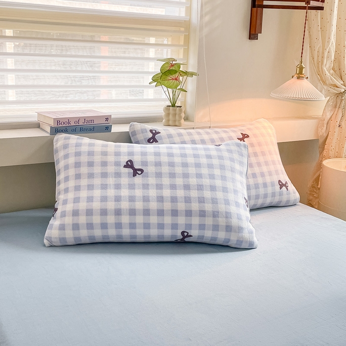 91家纺网 家纺一手货源 找家纺 雅居纺家纺 2025新款高克重牛奶绒印花单被套 蝴蝶结-蓝