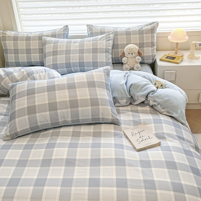 91家纺网 家纺一手货源 找家纺 晨希家居 2025A面40支全棉印花B版高克重牛奶绒棉加绒多规格套件棉加绒-苏格兰