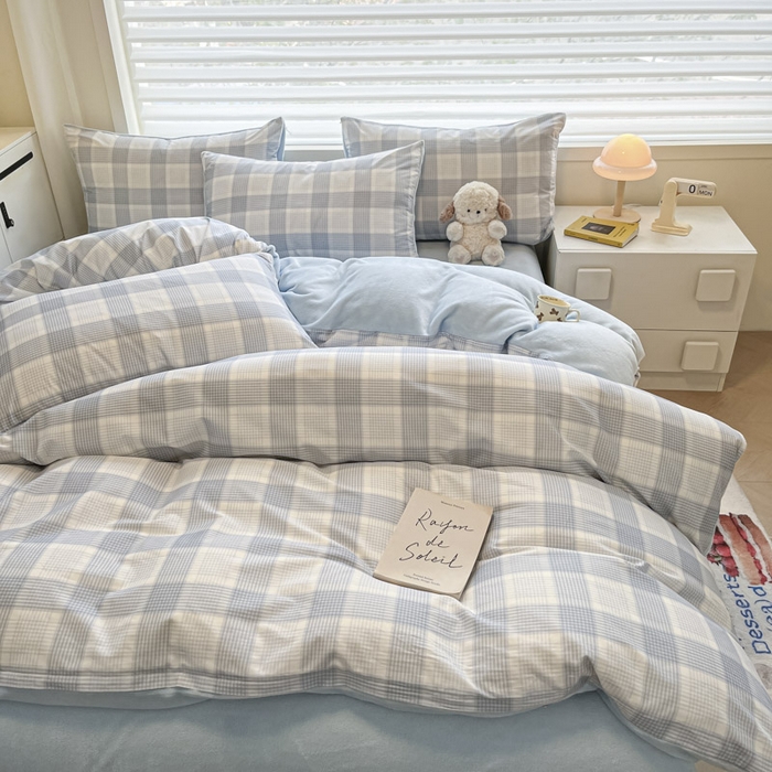 91家纺网 家纺一手货源 找家纺 晨希家居 2025A面40支全棉印花B版高克重牛奶绒棉加绒多规格套件棉加绒-苏格兰