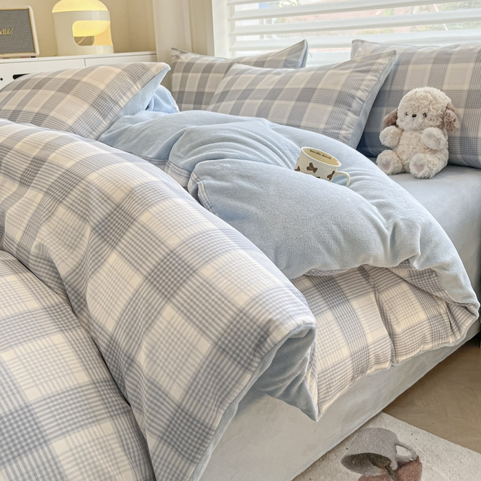 91家纺网 家纺一手货源 找家纺 晨希家居 2025A面40支全棉印花B版高克重牛奶绒棉加绒多规格套件棉加绒-苏格兰