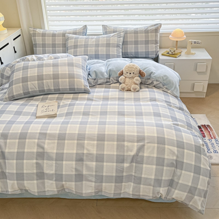 91家纺网 家纺一手货源 找家纺 晨希家居 2025A面40支全棉印花B版高克重牛奶绒棉加绒多规格套件棉加绒-苏格兰