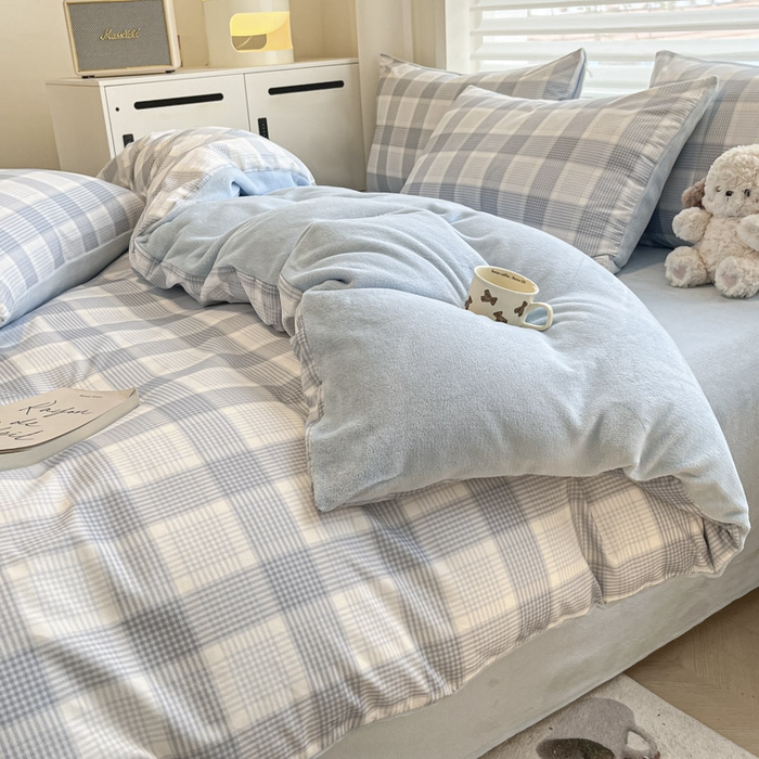 91家纺网 家纺一手货源 找家纺 晨希家居 2025A面40支全棉印花B版高克重牛奶绒棉加绒多规格套件棉加绒-苏格兰