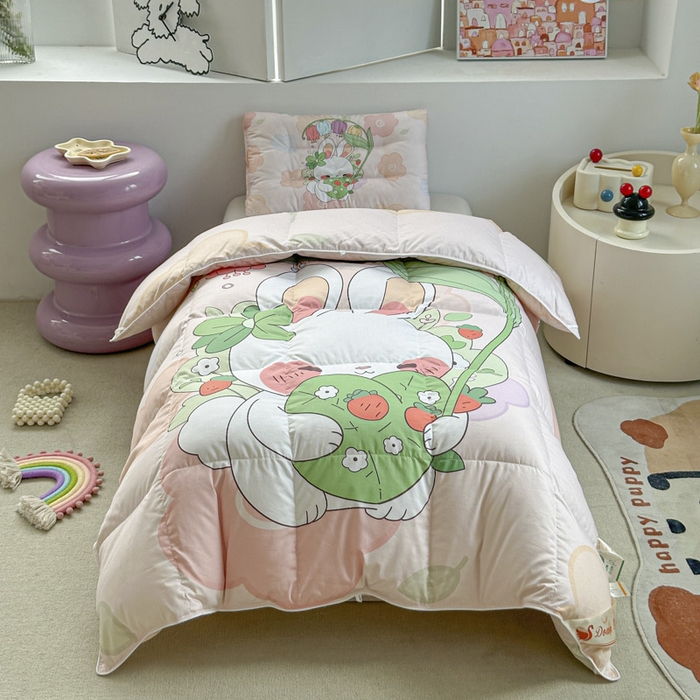 91家纺网 家纺一手货源 找家纺 暖羽屋羽绒馆 2025新款羽绒丝被芯春秋羽毛被儿童羽绒被子白鹅绒被芯婴幼儿园1.5米1.2米冬被 花和伞