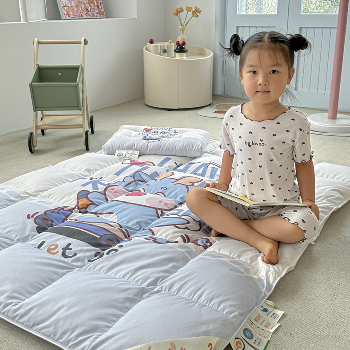 91家纺网 家纺一手货源 找家纺 暖羽屋羽绒馆 2025新款羽绒丝被芯春秋羽毛被儿童羽绒被子白鹅绒被芯婴幼儿园1.5米1.2米冬被 滑板恐龙