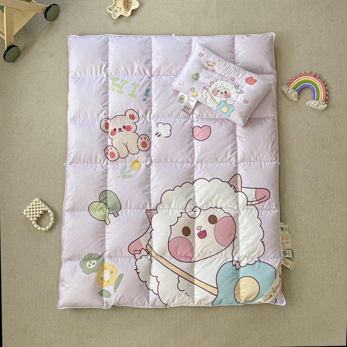 91家纺网 家纺一手货源 找家纺 暖羽屋羽绒馆 2025新款羽绒丝被芯春秋羽毛被儿童羽绒被子白鹅绒被芯婴幼儿园1.5米1.2米冬被 开心快乐