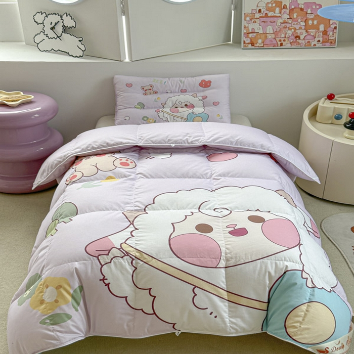 91家纺网 家纺一手货源 找家纺 暖羽屋羽绒馆 2025新款羽绒丝被芯春秋羽毛被儿童羽绒被子白鹅绒被芯婴幼儿园1.5米1.2米冬被 开心快乐