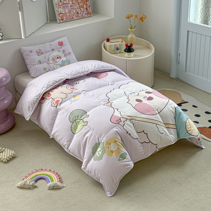 91家纺网 家纺一手货源 找家纺 暖羽屋羽绒馆 2025新款羽绒丝被芯春秋羽毛被儿童羽绒被子白鹅绒被芯婴幼儿园1.5米1.2米冬被 开心快乐